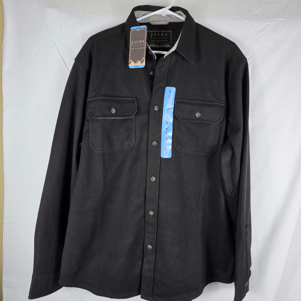 Jachs New York Mens Black Overshirt Button Up‎ Shirt Jacket Large NWT